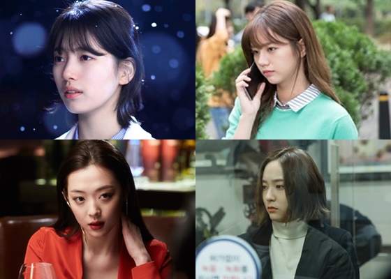 (왼쪽 위부터 시계방향) 수지, 혜리, 크리스탈, 설리 / 사진=각 방송사, 영화 '리얼 ' 스틸컷