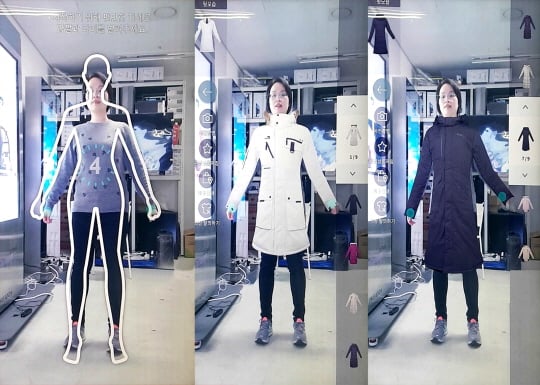 네파 강릉 직영점의 사물인터넷 기술을 도입한 스마트스토어/사진제공=네파