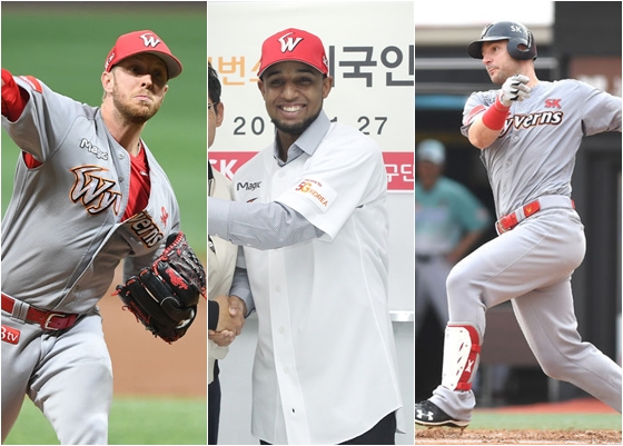 켈리, 산체스, 로맥(왼쪽부터) /사진=SK 와이번스 제공