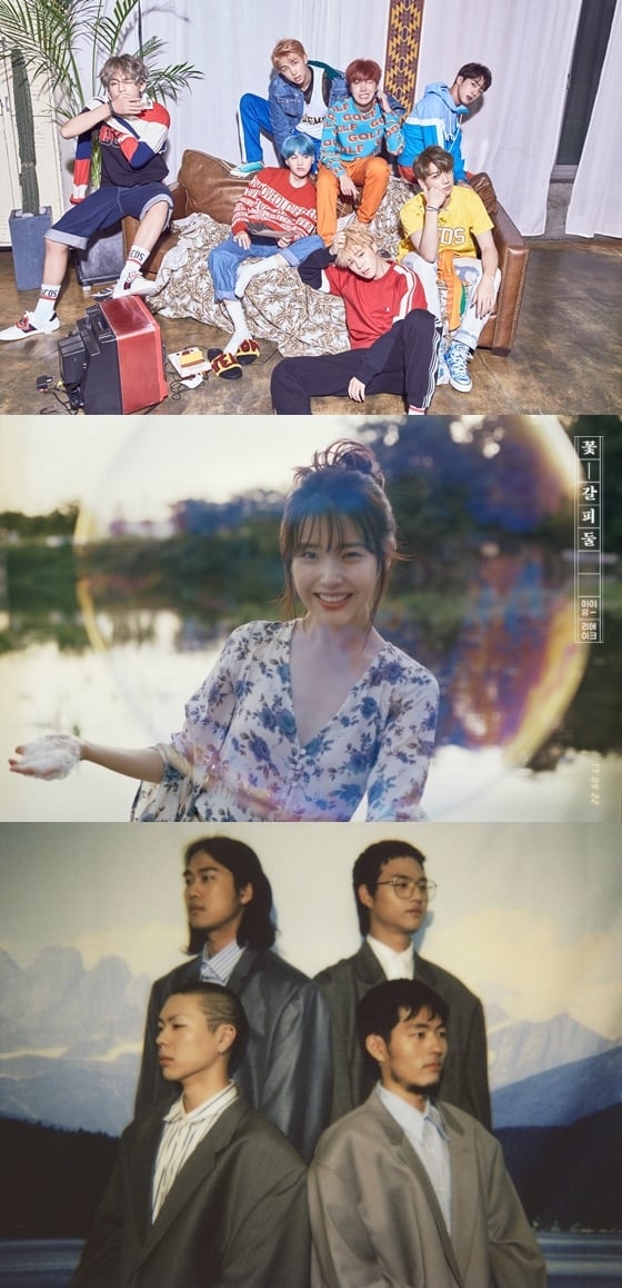 방탄소년단, 아이유, 혁오/사진제공=빅히트, 페이브, 하이그라운드
