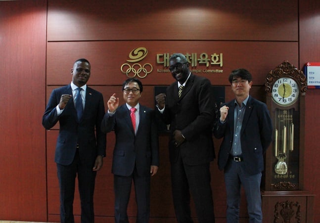 앙골라 국가올림픽위원회 위원장(우측에서 두 번째)이 대한체육회를 내방했다. /사진=대한체육회 제공