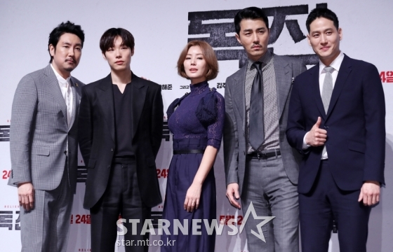 영화 '독전'의 조진웅, 류준열, 김성령, 차승원, 박해준/사진=김휘선 기자