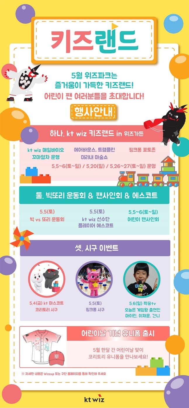 KT 위즈가 어린이날을 맞아 다양한 행사를 준비했다. /사진=KT 위즈 제공