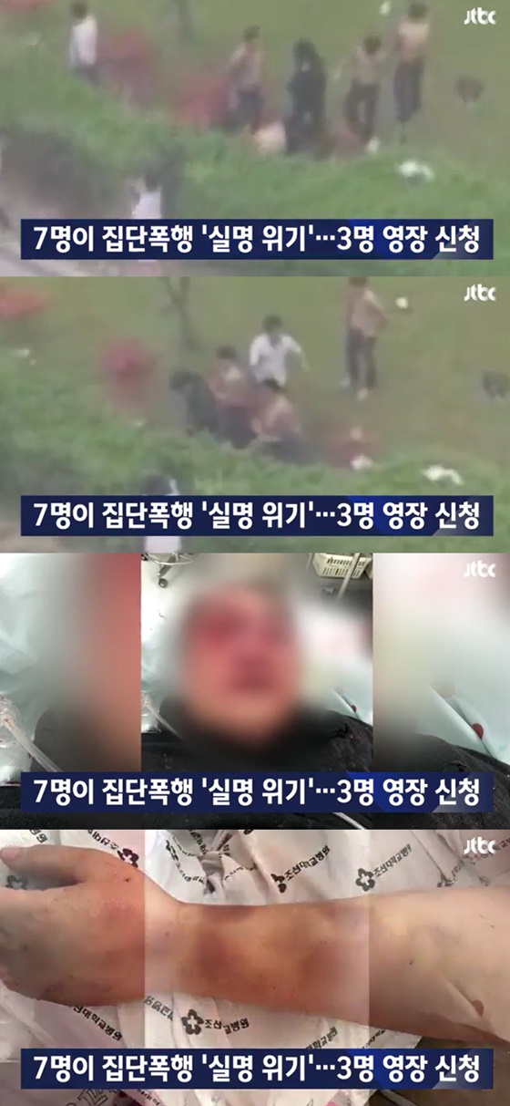 광주 폭행 CCTV 영상 및 피해자 사진/사진=JTBC 뉴스룸 방송화면