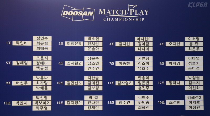 '2018 두산 매치플레이 챔피언십' 조편성 표 / 사진제공=KLPGA