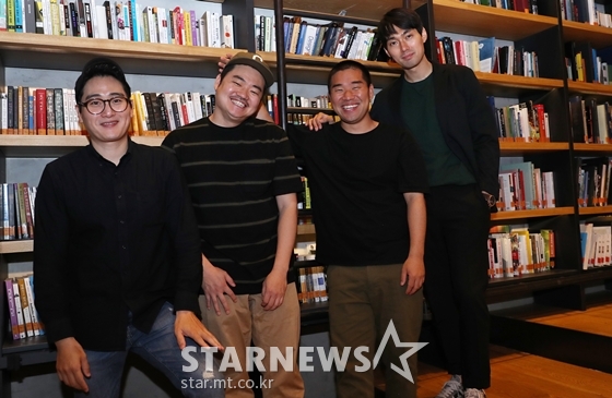 영화 '튼튼이의 모험'의 고봉수 감독, 배우 신민재, 김충길, 백승환(사진 맨 왼쪽부터)/사진=김휘선 기자