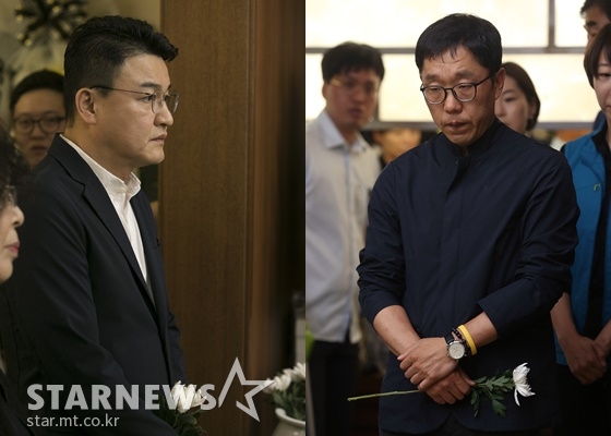 고 노회찬 의원 빈소를 찾은 박중훈 김제동 / 사진=공동취재단