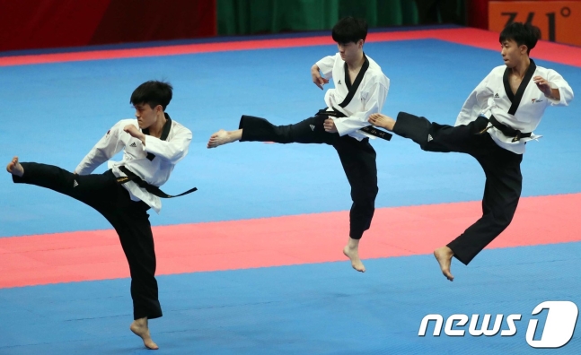 태권도 품새 남자 단치전 경기 모습. /사진=뉴스1