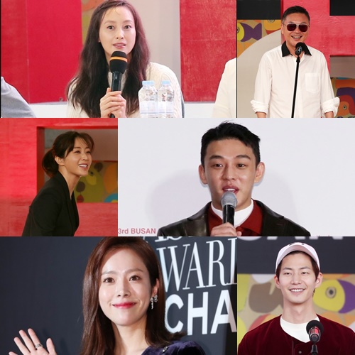 (왼쪽위부터 시계방향) BIFF 관객과의 행사에 나선 이나영, 김의성, 유아인, 송재림, 한지민, 송윤아 / 사진=김휘선 기자