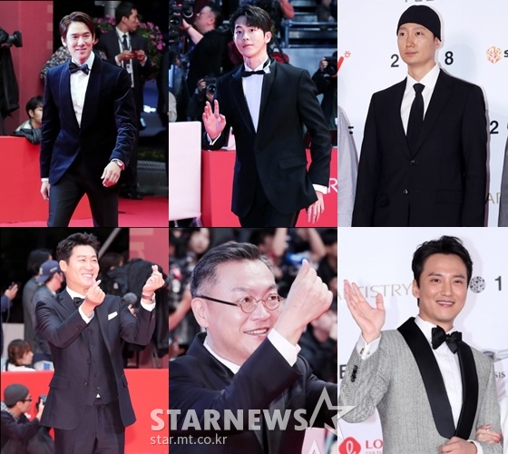 4일 개막식 날 레드카펫에 오른 남자 배우들 / 사진=김창현 기자, 김휘선 기자