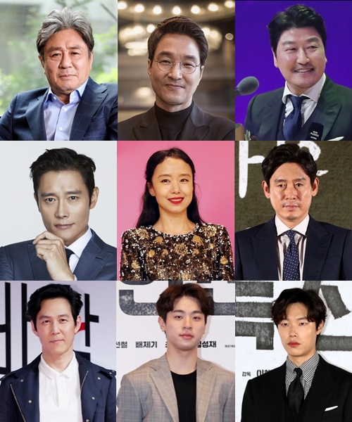 내년 국내 4대 배급사의 영화 개봉을 앞두고 있는 배우들(왼쪽 위부터 시계방향으로) 최민식, 한석규, 송강호, 설경구, 류준열, 박정민, 이정재, 이병헌, 전도연 / 사진=스타뉴스, 각 소속사 제공