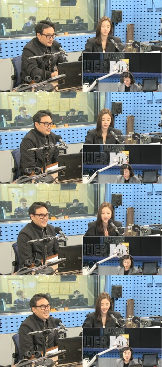 배우 김인권(왼쪽), 손담비 /사진=SBS 라디오 파워FM '최화정의 파워타임' 보는 라디오 방송화면 캡처