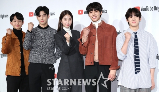 배우 정유안, 그룹 아스트로 차은우, 탤런트 서은수, 안효섭, 가수 방재민(왼쪽부터) /사진=이기범 기자