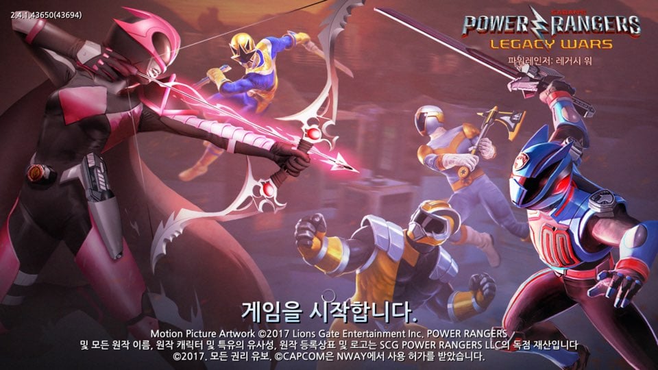 파워레인저 시리즈 기반 게임은 타이틀 하단에 'SCG(Saban Capital Group)'의 권리 표기가 있습니다. 파워레인저 레거시 워는 파워레인저 시리즈 기반 게임이죠. 더 자세히 보면 파워레인저 로고 위에도 SABAN'S라고 적혀있는 걸 볼 수 있습니다.