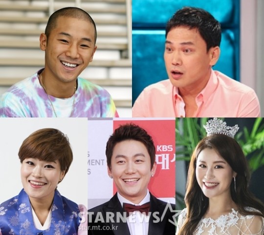 가수 마이티마우스 쇼리(왼쪽 위부터 시계방향)와 개그맨 홍기훈, 김수미, 이광섭, 김혜선 /사진=스타뉴스