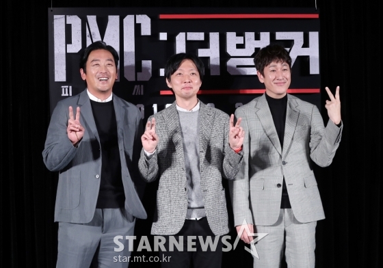 하정우, 김병우 감독, 이선균 / 사진=김휘선 기자