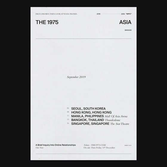 The 1975 아시아 투어 일정 /사진=The 1975 트위터