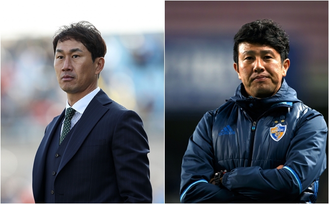 유상철(왼쪽)과 김도균. /사진=대한축구협회 제공