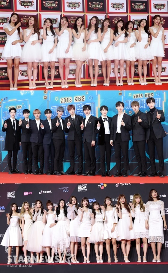 '프로듀스101' 시즌1의 아이오아이, '프로듀스101' 시즌2의 워너원, '프로듀스48'의 아이즈원/사진=스타뉴스