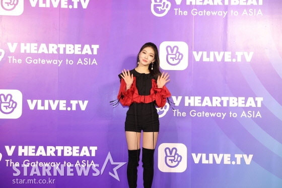 지난 3월 29일(현지 시각) 베트남 호찌민 호아빈 시어터에서 열린 네이버 'V하트비트 라이브' 레드카펫 무대에 선 가수 청하의 모습. /호찌민(베트남)=윤상근 기자