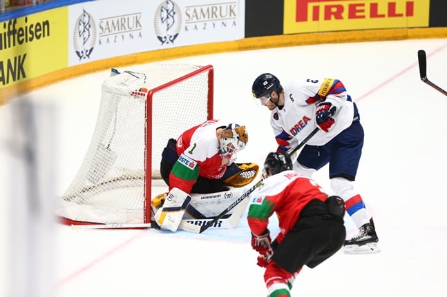 한국 남자 아이스하키 대표팀이 2019 국제아이스하키연맹(IIHF) 아이스하키 세계선수권 디비전 1 그룹 A 첫 판에서 헝가리에 완승을 거뒀다. /사진=대한아이스하키협회 제공