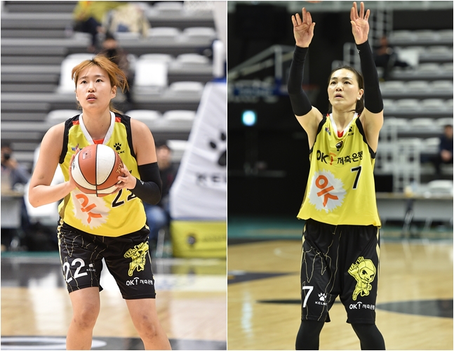 구슬(왼쪽)과 한채진. /사진=WKBL 제공