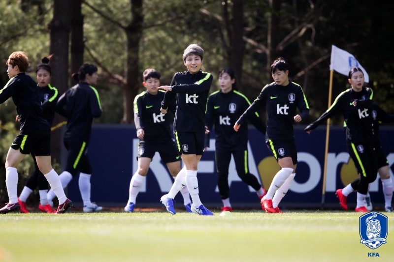 소집 훈련을 하고 있는 여자 축구 대표팀 선수들. /사진=대한축구협회 제공