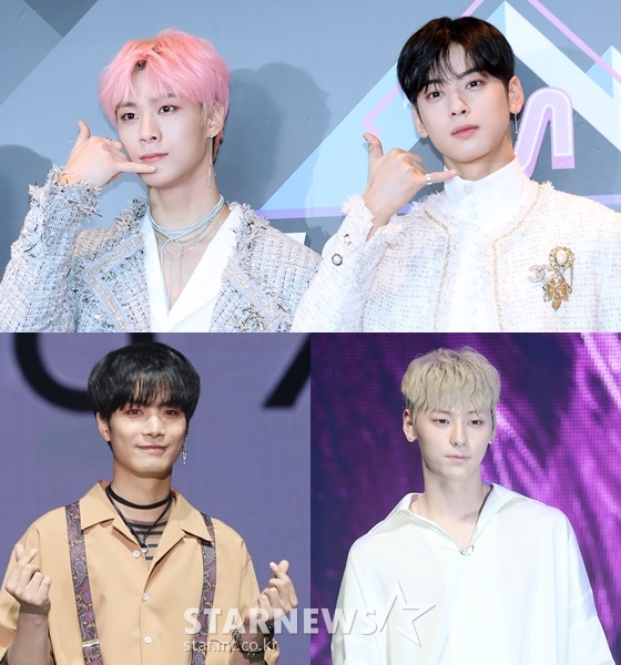 아스트로의 문빈과 차은우, 뉴이스트의 JR과 민현/사진=스타뉴스