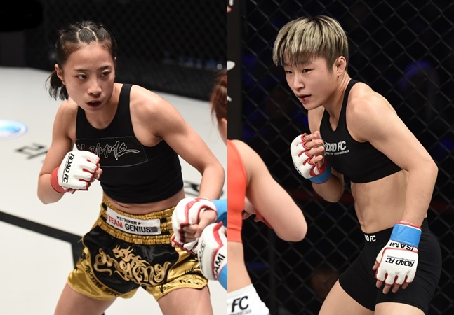굽네몰 ROAD FC YOUNG GUNS 43에서 격돌하는 심유리(좌)와 박정은. /사진=로드FC 제공