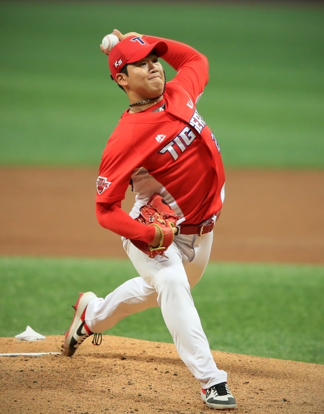 26일 키움전에서 데뷔 첫 승을 따낸 김기훈. /사진=KIA 타이거즈 제공