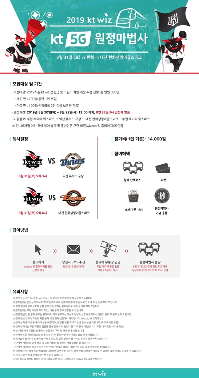 KT 위즈가 대전 원정마법사를 모집한다./사진=KT 위즈