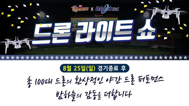 SK가 25일 KIA전 종료 후 드론 라이트 쇼를 진행한다./사진=SK 와이번스