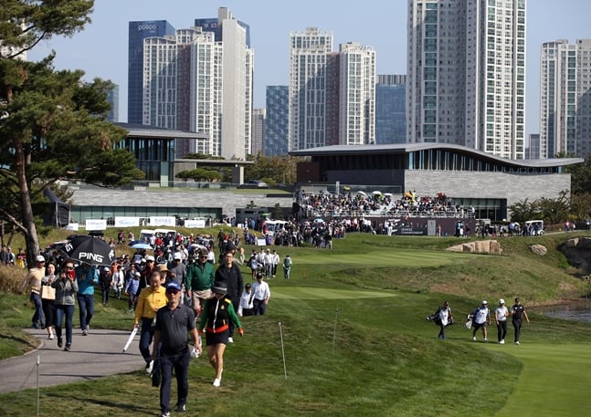 2019년 제네시스 챔피언십이 진행된 잭 니클라우스 골프클럽 코리아 1번홀 전경,/사진=KPGA