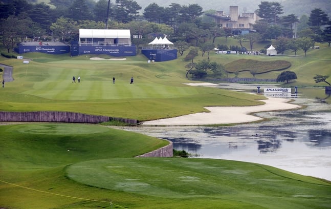 올 시즌 유일하게 파70으로 세팅된 제62회 KPGA 선수권대회 with A-ONE CC의 18번홀 전경./사진=KPGA