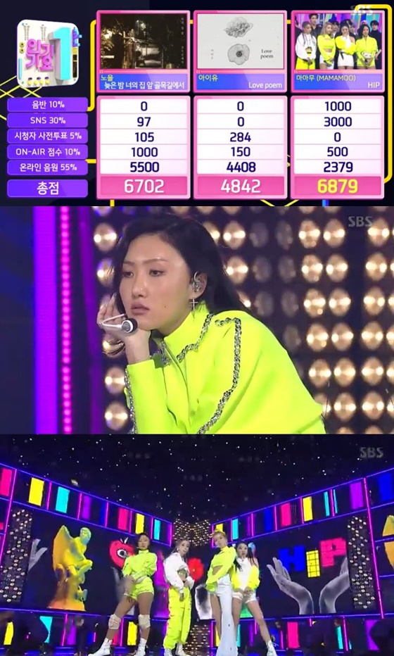 마마무가 11월 마지막 주 '인기가요' 1위를 차지했다./사진=SBS '인기가요' 방송화면 캡처