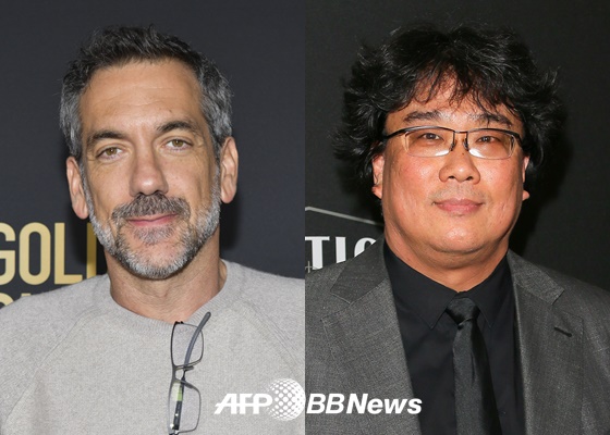 영화 '조커'를 연출한 토드 필립스 감독(왼쪽), 봉준호 감독 /AFPBBNews=뉴스1