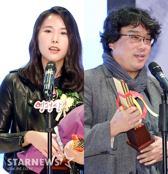 한국영화제작가협회상 작품상을 수상하는 '벌새' 김보라 감독과 감독상을 받는 '기생충' 봉준호 감독/사진=머니투데이 스타뉴스