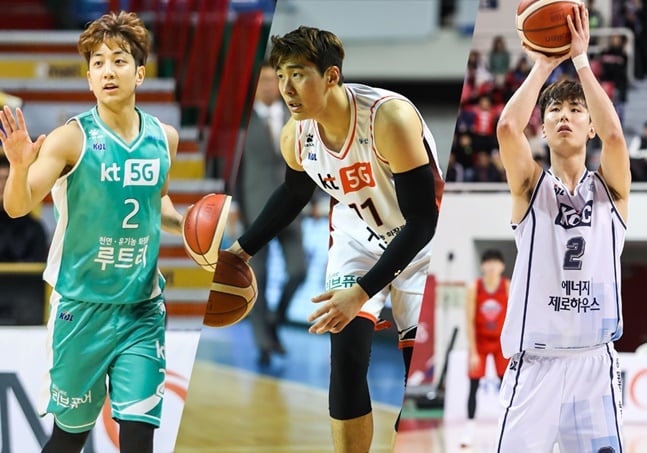 2019~2020시즌 올스타전 팬 투표 1위~3위에 자리하고 있는 허훈-양홍석-송교창(왼쪽부터). /사진=KBL 제공
