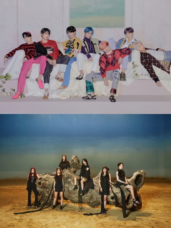 방탄소년단(위), (여자)아이들/사진제공=빅히트엔터테인먼트, 큐브엔터테인먼트