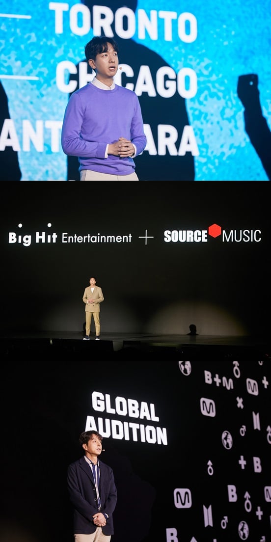 빅히트 레이블 신영재 부대표(위부터), 쏘스뮤직 소성진 대표, 빌리프 최윤혁 부대표 /사진제공=빅히트엔터테인먼트