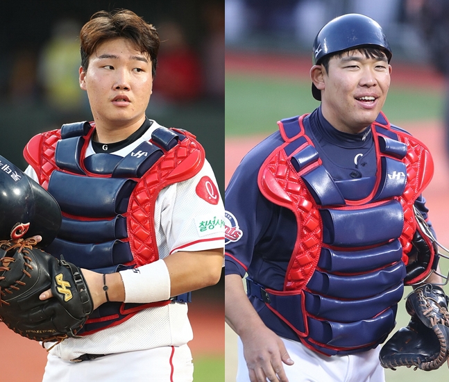 정보근(왼쪽)-지성준(오른쪽)./사진=롯데 자이언츠