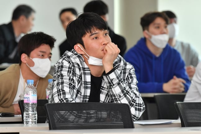 지난 4월 28일 열린 자유계약선수 설명회에 참석한 이대성. /사진=KBL 제공