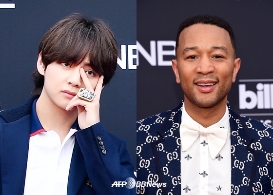 2018 빌보드 시상식 당시 방탄소년단(BTS) 뷔와 존 레전드(John Legend) /AFPBBNews=뉴스1
