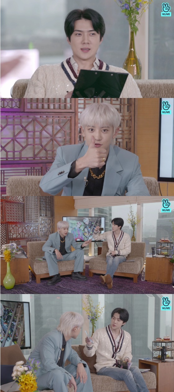 엑소 세훈, 찬열/사진=V라이브 방송화면 캡처