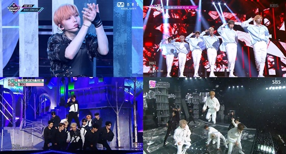 /사진=Mnet '엠카운트다운', KBS2 '뮤직뱅크', MBC '쇼! 음악중심', SBS '인기가요' 방송화면 캡처