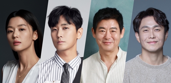 전지현(사진 맨 왼쪽부터 오른쪽으로), 주지훈, 성동일, 오정세/사진제공=문화창고(, 키이스트, 에이스메이커무비웍스, 프레인TPC