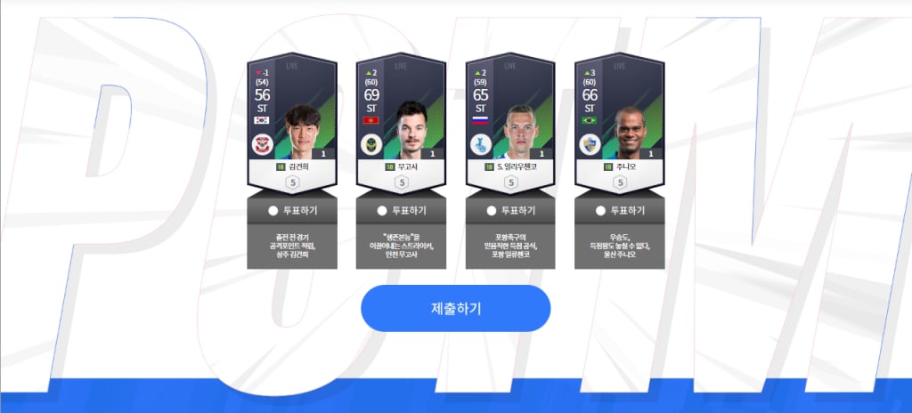 게임 내 '이달의 선수' 카드에 대한 투표를 진행하는 장면. /사진=FIFA 온라인 캡처