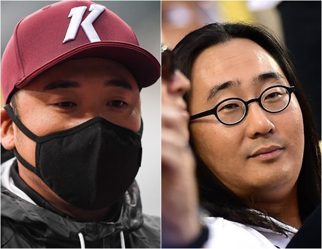 이택근(왼쪽)과 허민 키움 히어로즈 의장. /사진=OSEN