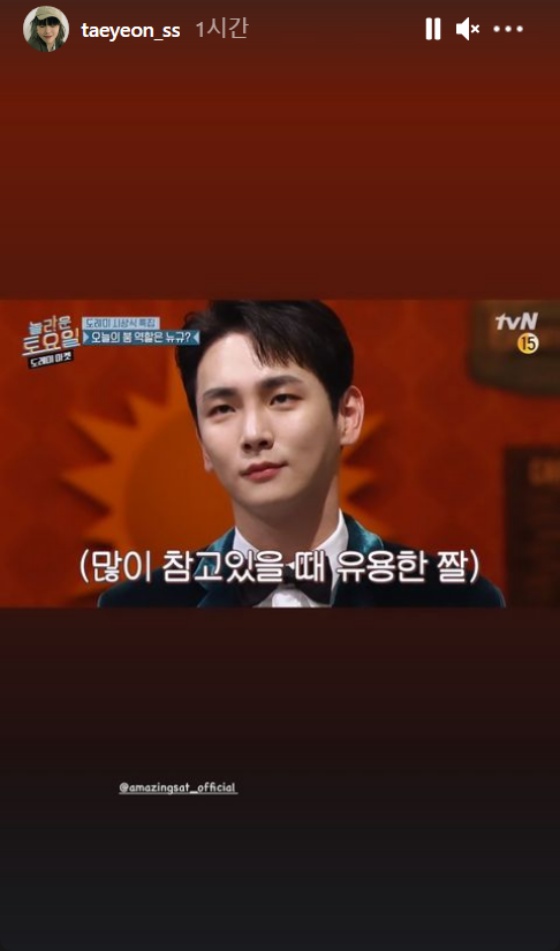 /사진=태연 인스타그램 스토리