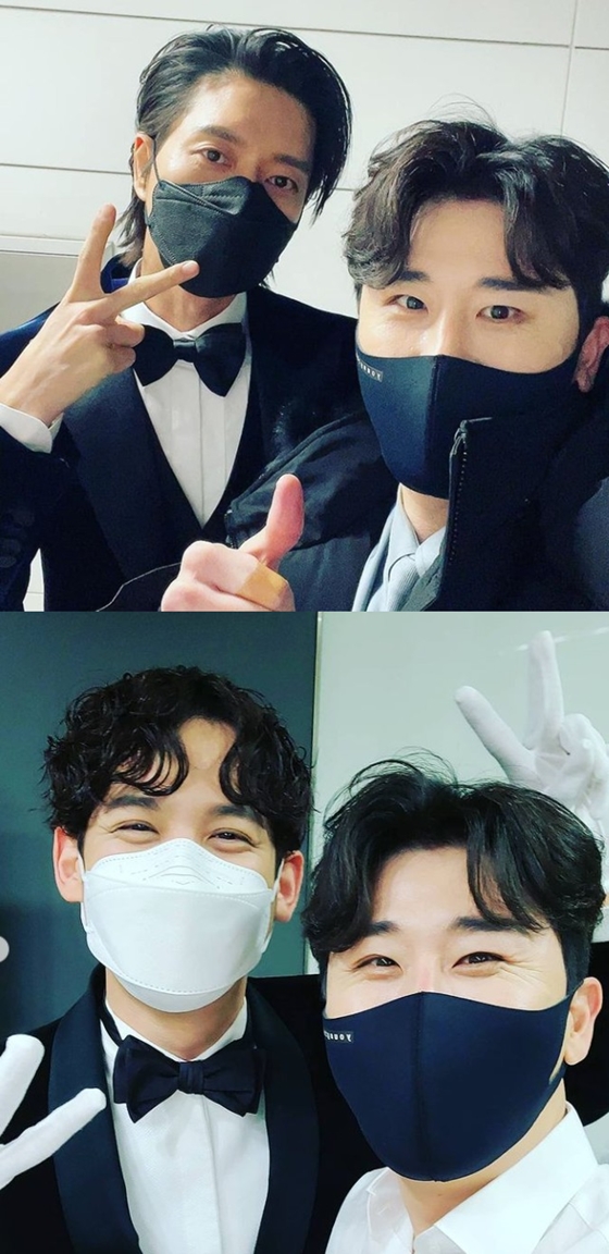 배우 박해진과 가수 영탁(오른쪽) 사진 위 - 배우 박기웅과 가수 영탁 사진 아래/ 사진출처=영탁 공식 SNS
